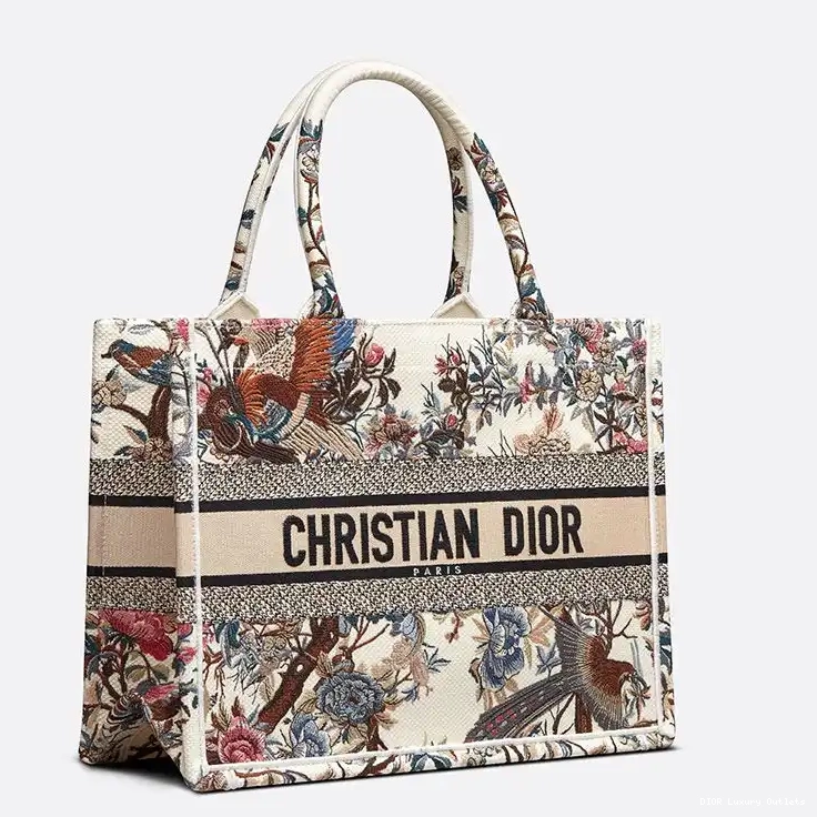 Cheap Canvas Motif White Book Dior Jardin d'Hiver Tote 0627 Luxury